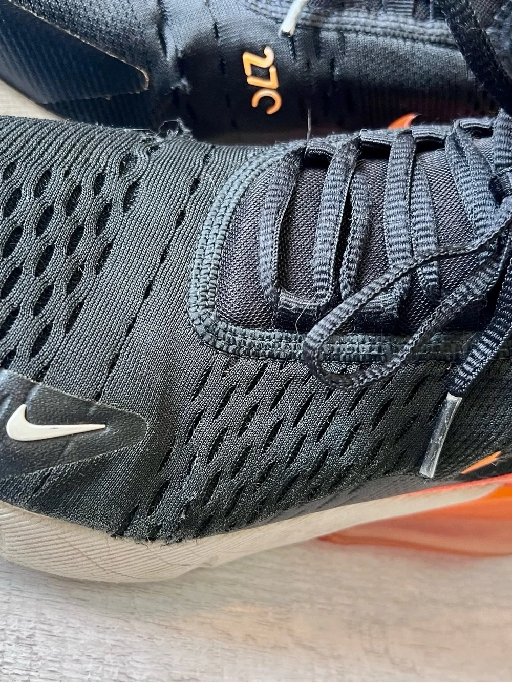 Nike Kids Black and Orange Air Max 270 Style Sneakers